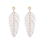 Load image into Gallery viewer, Acrylic Leaf Drop Earrings Fringed Organic Motif S5P171
