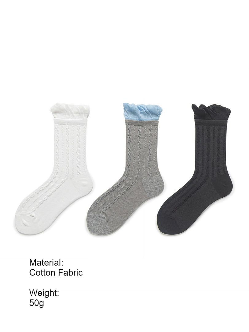 Bubble Cuff Cable Knit Socks Women N6C171