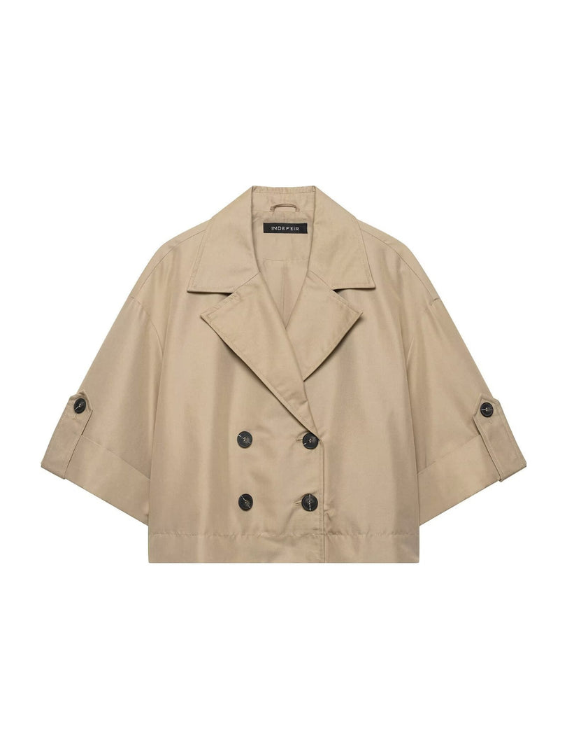 Loose Double-Breasted Cuffed Sleeve Trench Coat Women N6G163