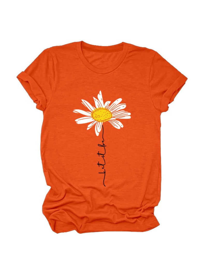 Let It Be Daisy Graphic Loose Fit T-Shirt Women N6F016