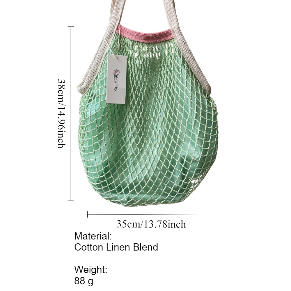 Cotton Linen Handwoven Foldable Shoulder Mesh Tote N6G131