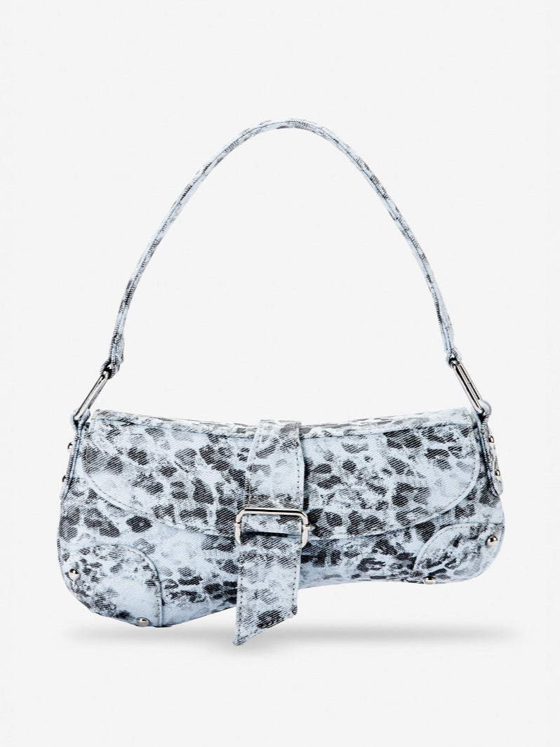 Distressed Leopard Print Asymmetric Hobo Bag Women N6C311