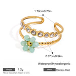 Load image into Gallery viewer, Crystal Flower Ring Openwork Adjustable Gold Plated S5P030
