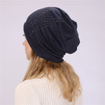 Load image into Gallery viewer, Double Layer Cotton Rhinestone Beanie Women N6H227