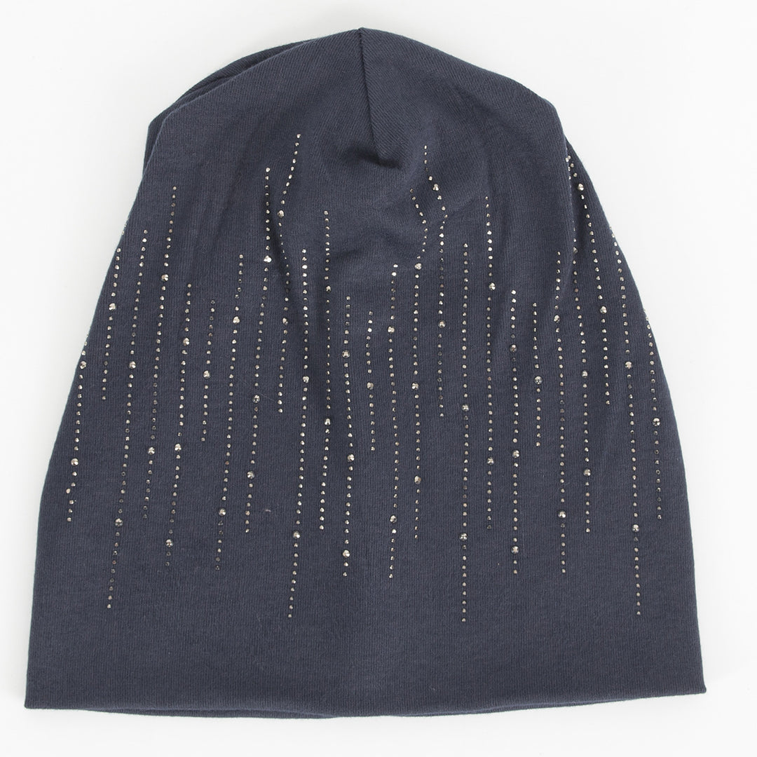 Double Layer Cotton Rhinestone Beanie Women N6H227