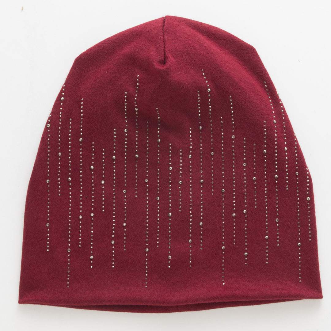 Double Layer Cotton Rhinestone Beanie Women N6H227