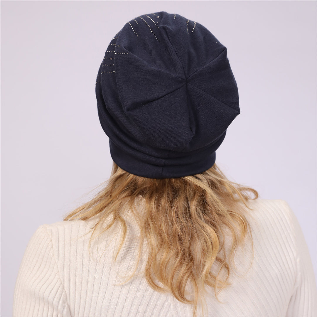 Double Layer Cotton Rhinestone Beanie Women N6H227