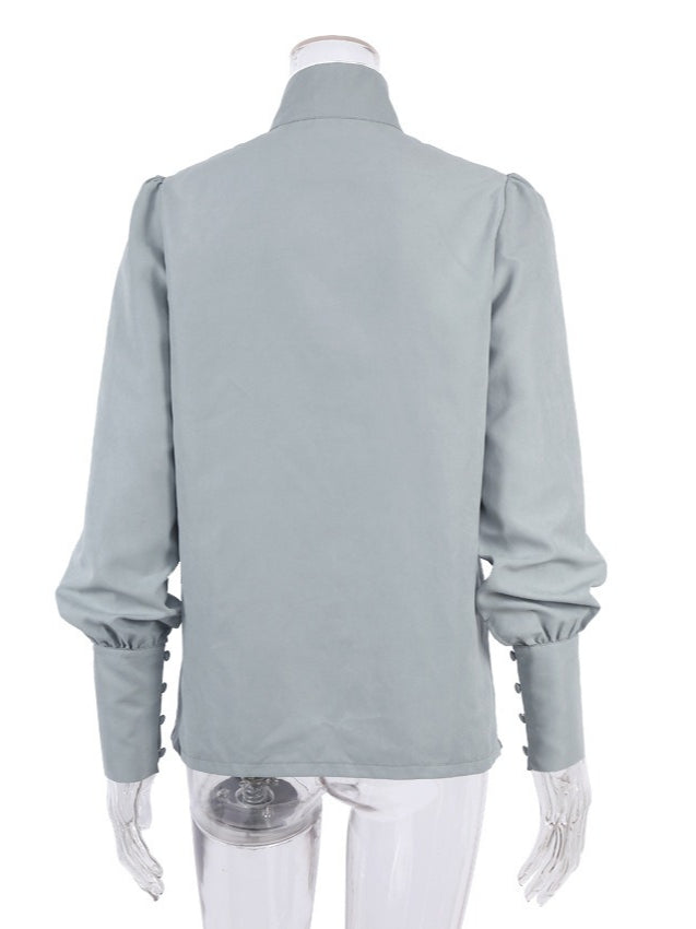 Mandarin Collar Office White Shirt Women N6C135