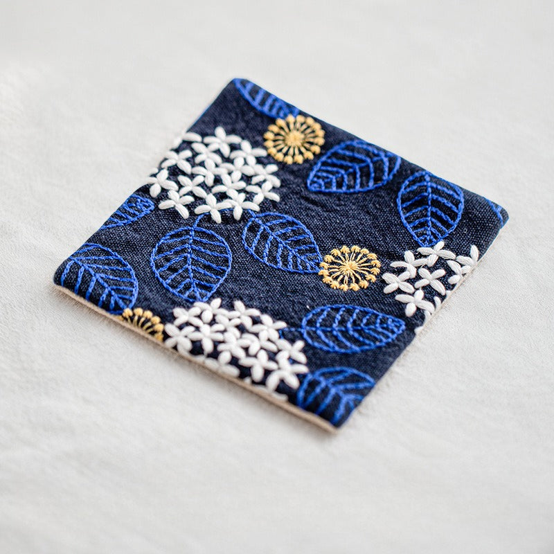 Square Embroidered Coaster Fabric Absorbent Table Mat N6G059