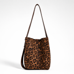 Load image into Gallery viewer, Women's Suede Leopard Print Bucket Shoulder Bag N6J114
