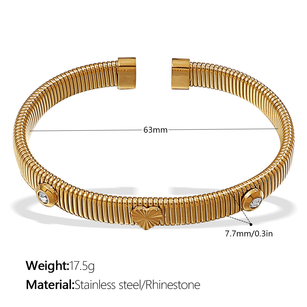 Four Leaf Clover Bangle Titanium Steel Plated Elastic S5P090