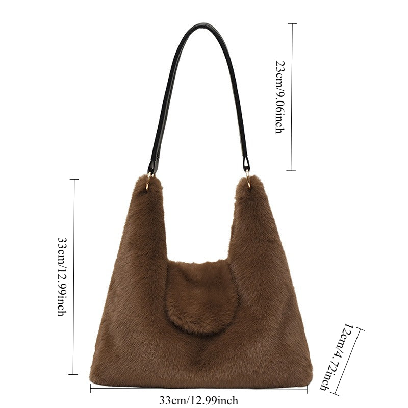 Women's Plush Large Tote Shoulder Bag N6J178