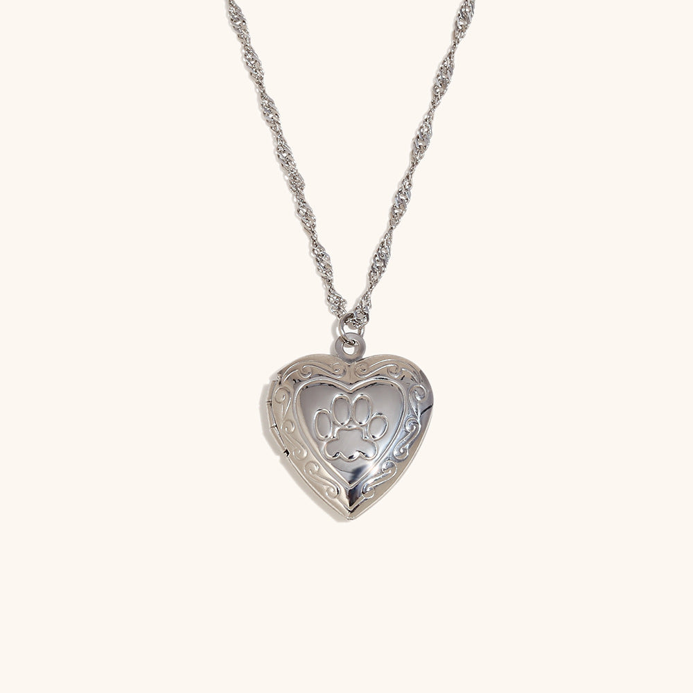 Heart Locket Chalice Necklace Steel Gold Plated S5P228