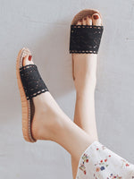 Load image into Gallery viewer, Linen Openwork Non-Slip Slippers Women N6C229