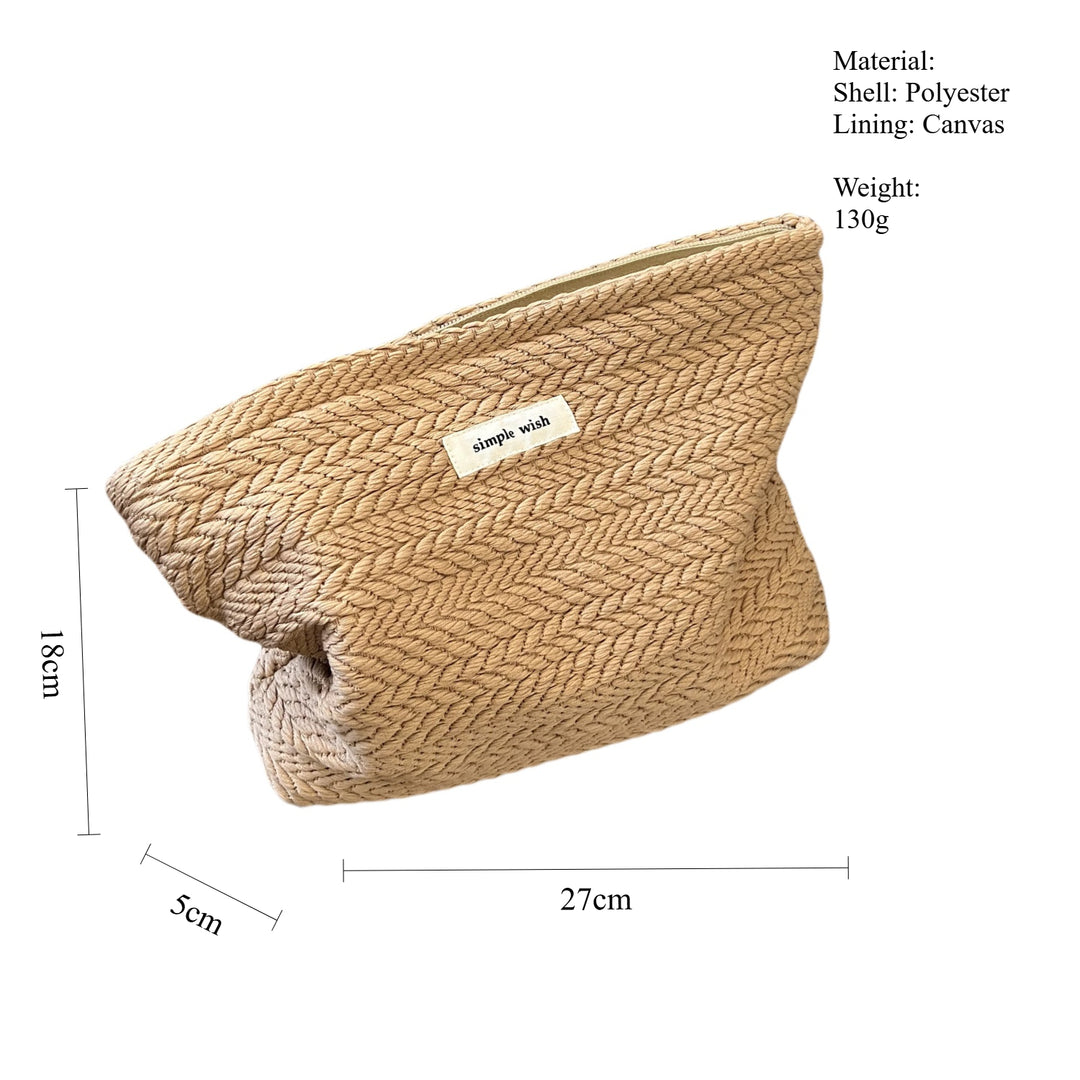 Wheat Weave Horizontal Zipper Pouch Polyester Canvas S5P357