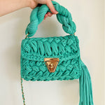 Load image into Gallery viewer, Handwoven Crochet Solid Shoulder Bag Tassel Purse N6F095