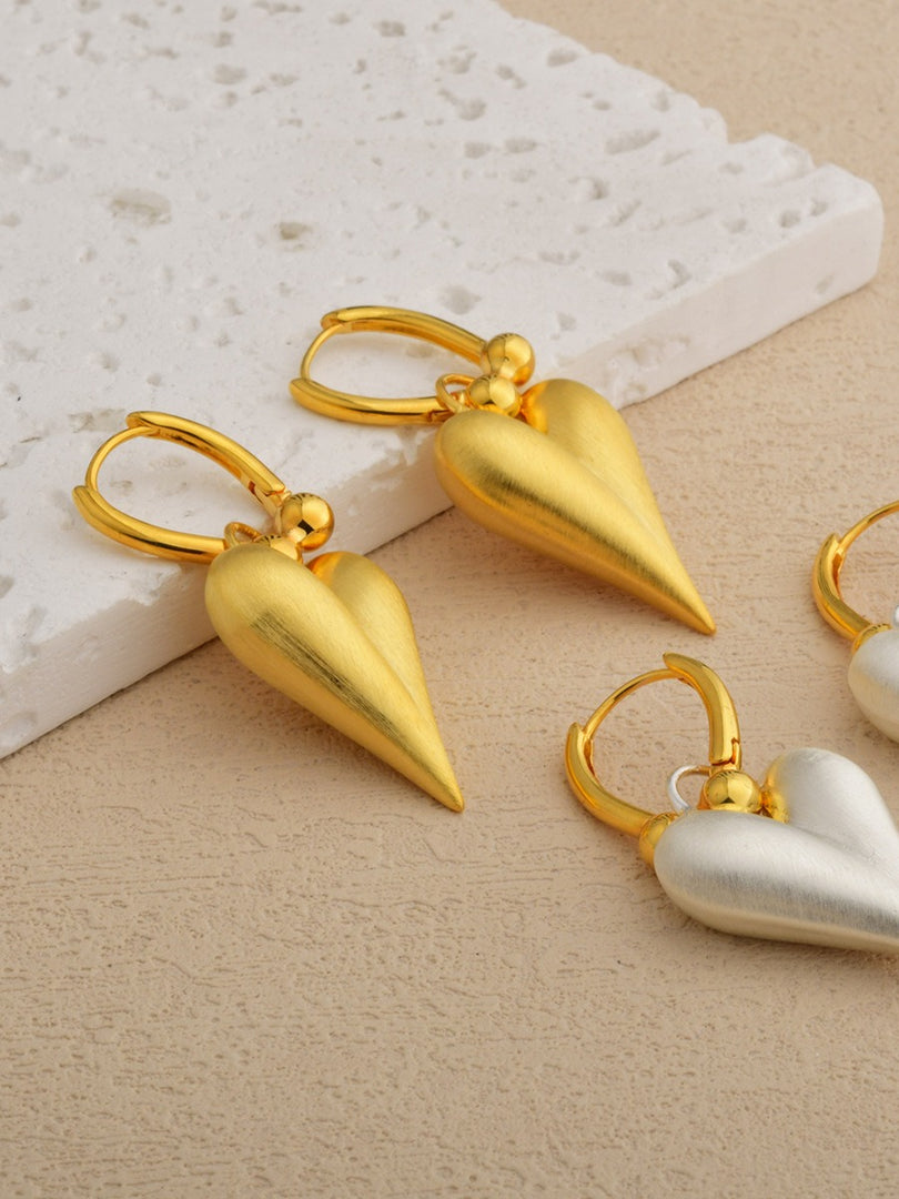 Color Block Brushed Heart Stud Earrings N6C062