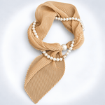 Load image into Gallery viewer, Womens Ivory Crinkled Pearl Magnetic Clasp Scarf N6K267