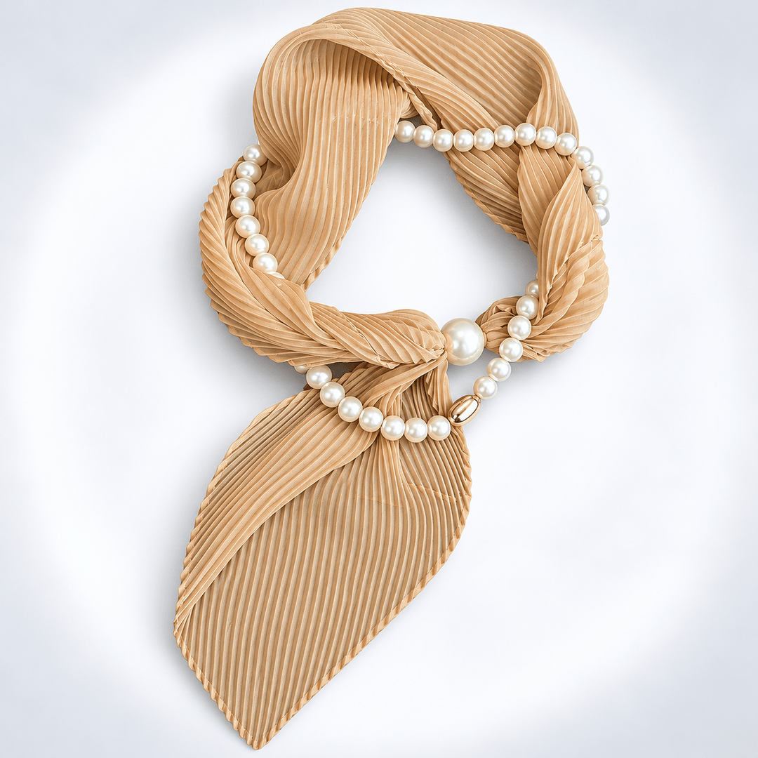 Womens Ivory Crinkled Pearl Magnetic Clasp Scarf N6K267