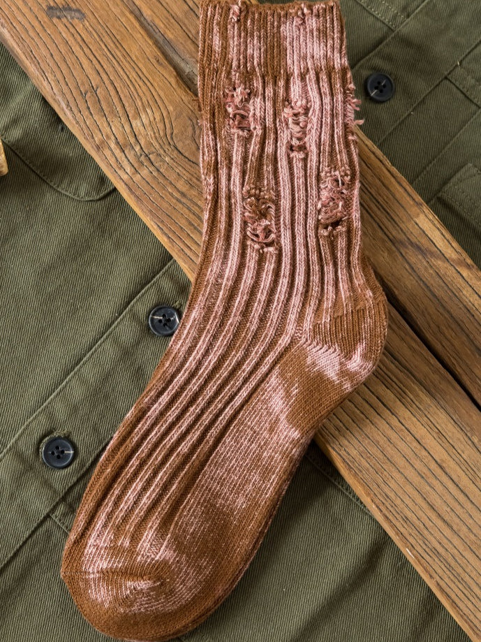 Distressed Knit Cotton Workwear Socks M5A075