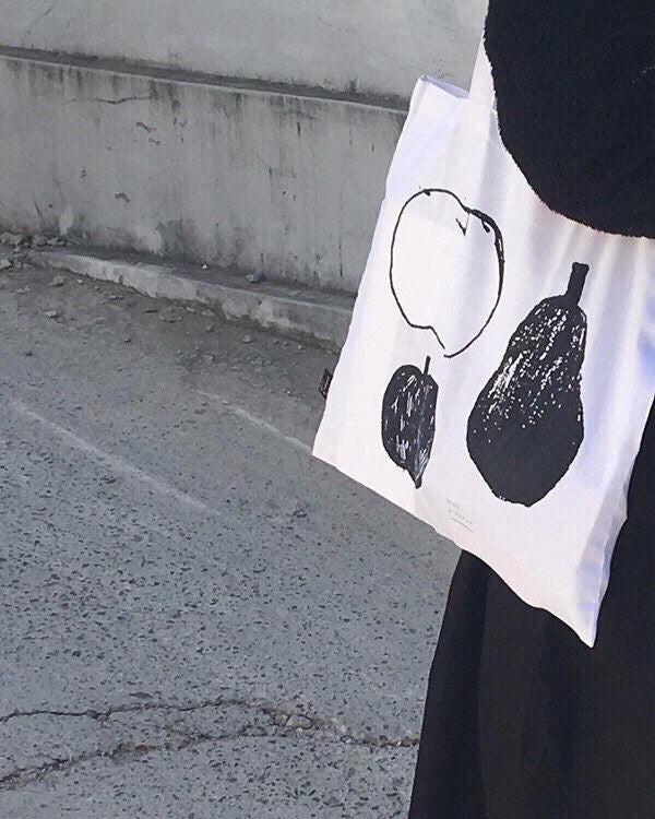 Still Life Fruit Print Shoulder Bag Cotton Linen   S5P273