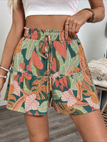 Load image into Gallery viewer, Tropical Print Elastic Waist Shorts Women N6C238