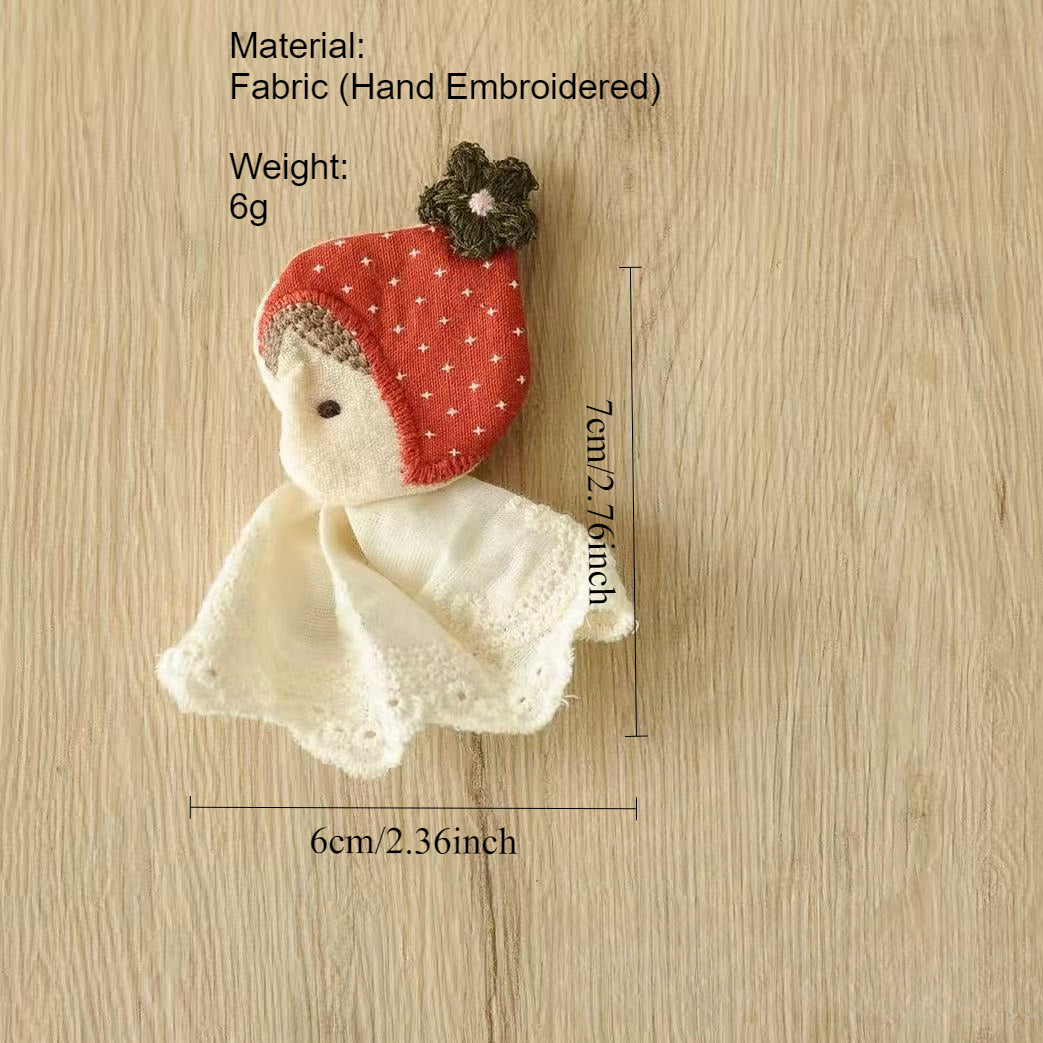 Red Riding Hood Fabric Brooch Storybook Girl Pin N6G025