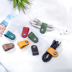 Load image into Gallery viewer, Leather Cable Organizer Pouch Set 4 Pack Cord Wrap N6G010