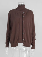 Load image into Gallery viewer, Knit Set High Neck Sleeveless Top Cardigan Two-Piece N6G134
