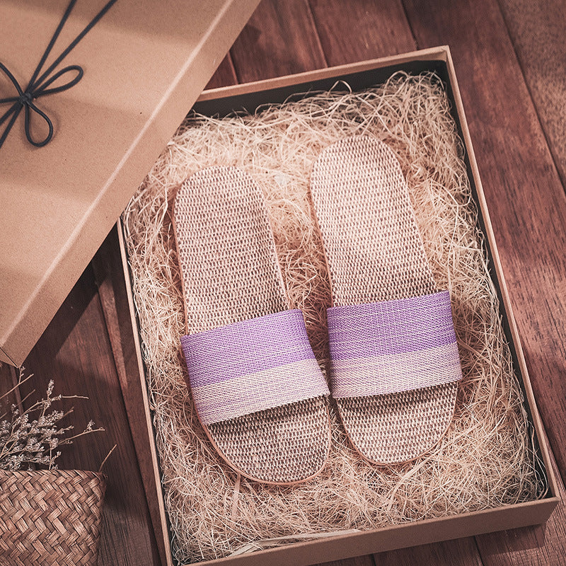 Non-Slip Linen House Slippers Women Multiple Colors N6C230