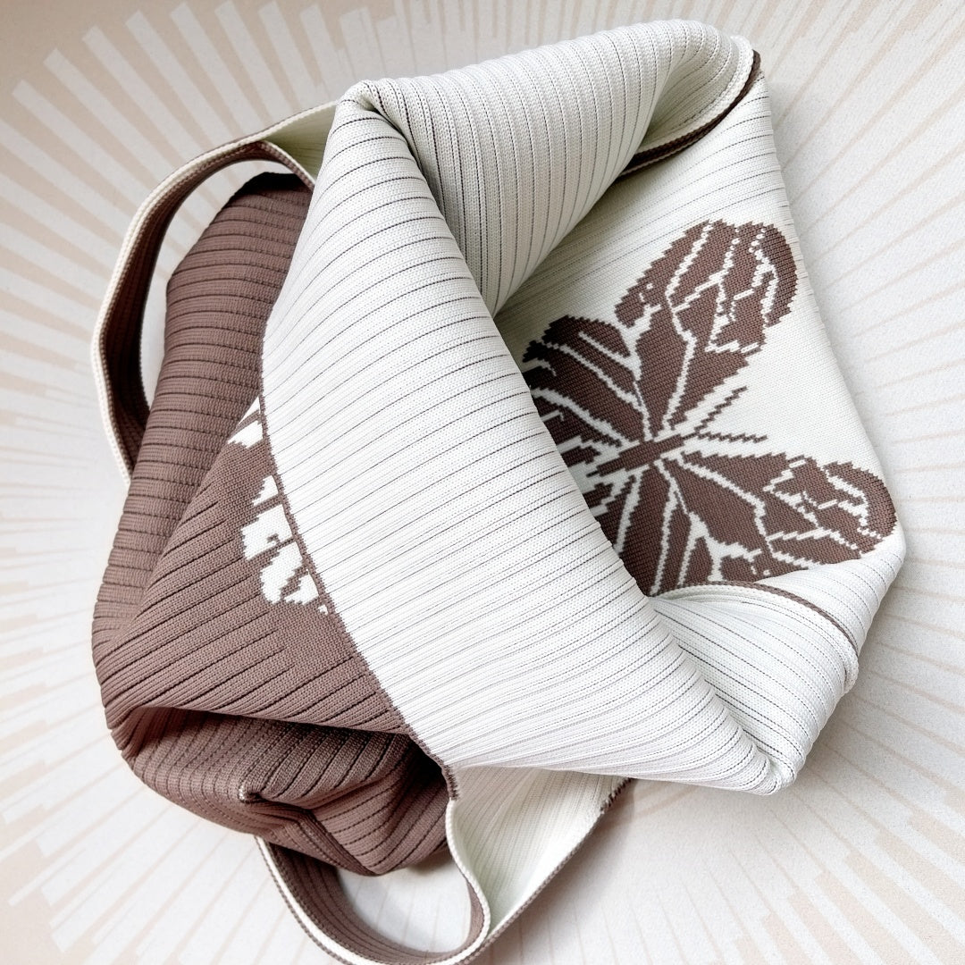 Women's Woven Polyester Knit Tote Shoulder Bag N6J166