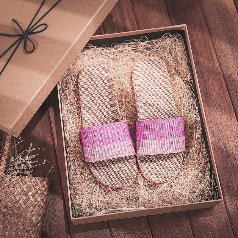 Non-Slip Linen House Slippers Women Multiple Colors N6C230