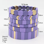 Load image into Gallery viewer, Enamel Bead Geometric Bangle Alloy Violet Matte S5P181