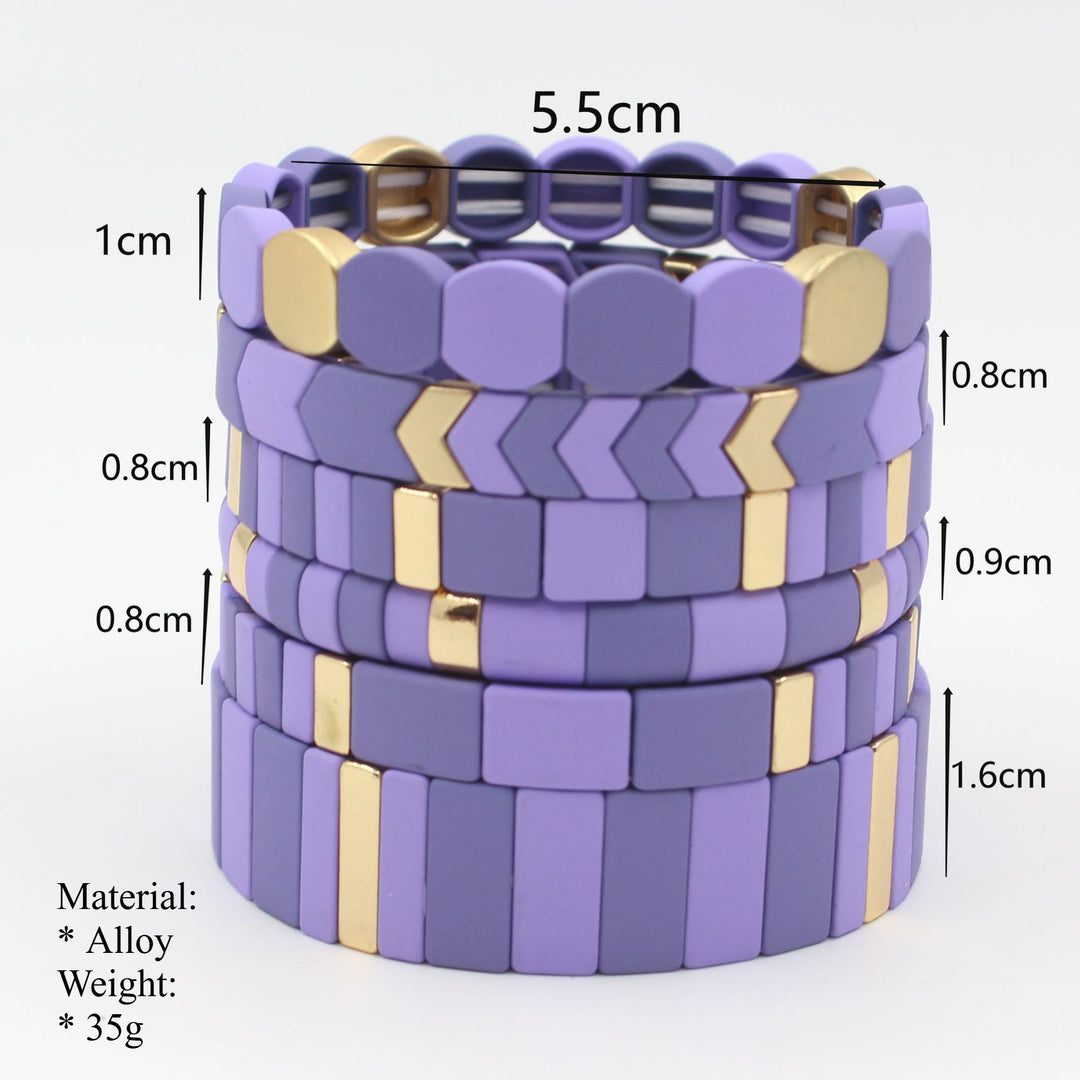 Enamel Bead Geometric Bangle Alloy Violet Matte S5P181