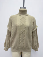 Load image into Gallery viewer, Oversized Cable Knit Turtleneck Arctic Fleece Pullover N6G182