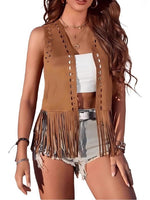 Load image into Gallery viewer, Fringe Vest Women Casual Open Front N6C132