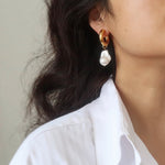 Load image into Gallery viewer, Pearl Ear Cuff Long Earring Titanium Steel Vintage N6H174