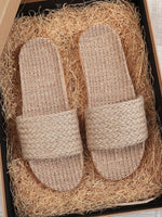 Load image into Gallery viewer, Woven Linen House Slippers Women N6C227