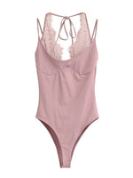 Load image into Gallery viewer, Lace Panel Halter Neck Bodysuit N6F015