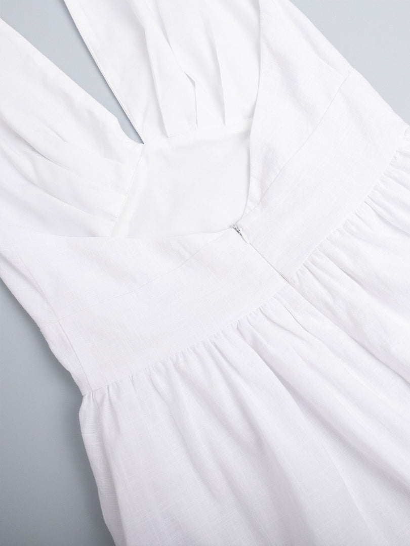 Tie-Waist V-Neck Flared Maxi Dress Women N6D120
