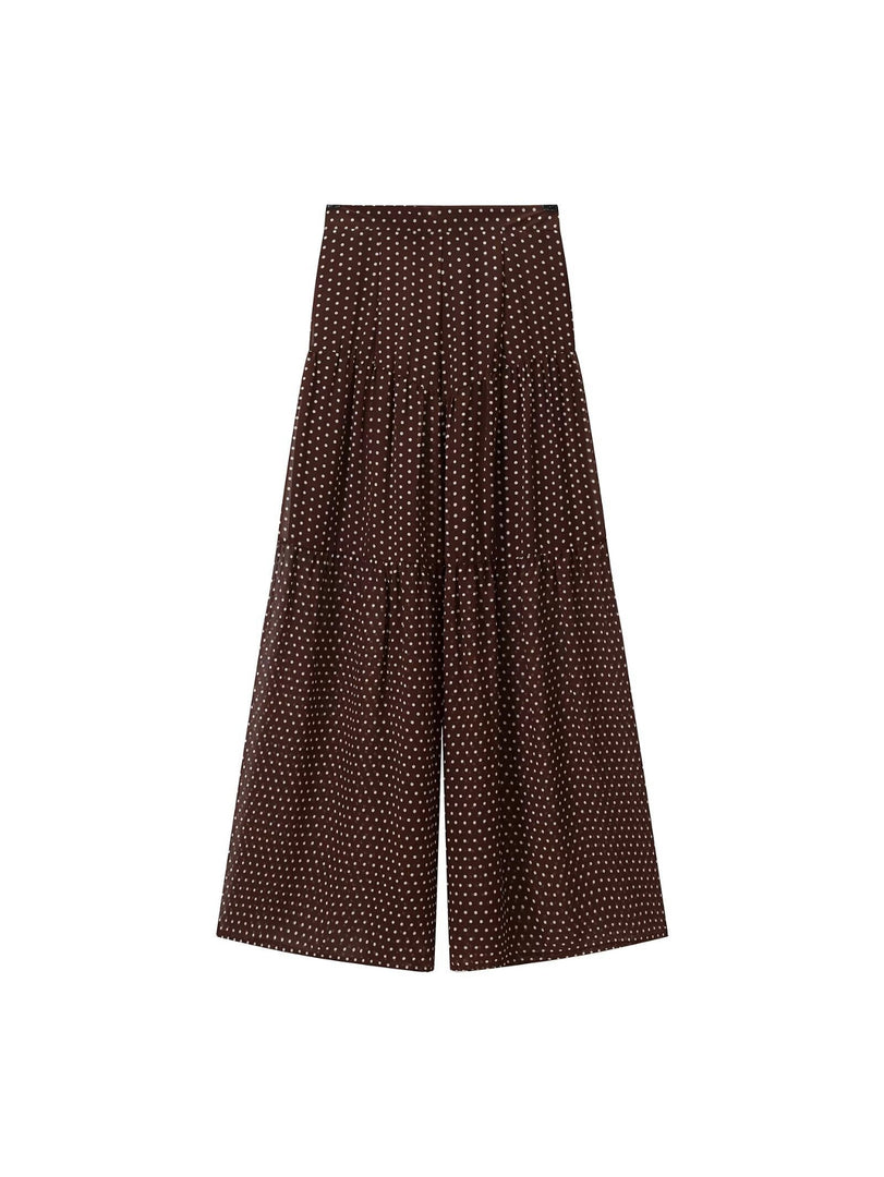 Polka Dot Halter Chiffon Top Pleated Pants Set N6F259
