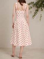 Load image into Gallery viewer, White Red Polka Dot Wrap Bodycon Maxi Dress Women N6E158