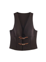 Load image into Gallery viewer, Strapless V neck Color Block Buckle Bra Top Skirt Set N6C274