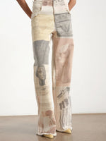 Load image into Gallery viewer, Retro Printed Wide Leg Drag Denim Jeans Women N6D153