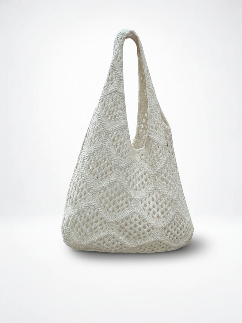 Knit Openwork Diamond Tote Bag Women N6C056