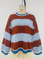 Load image into Gallery viewer, Color-Block Striped Loose Pullover Sweater Women N6H304