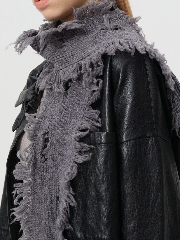 100% Wool Post-Apocalyptic Knit Scarf Women S5P673