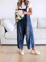 Load image into Gallery viewer, Vintage Distressed Wide Leg Denim Overalls Women N6D150