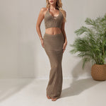 Load image into Gallery viewer, Backcon Bodycon Set Mid Weight Khaki N5A201
