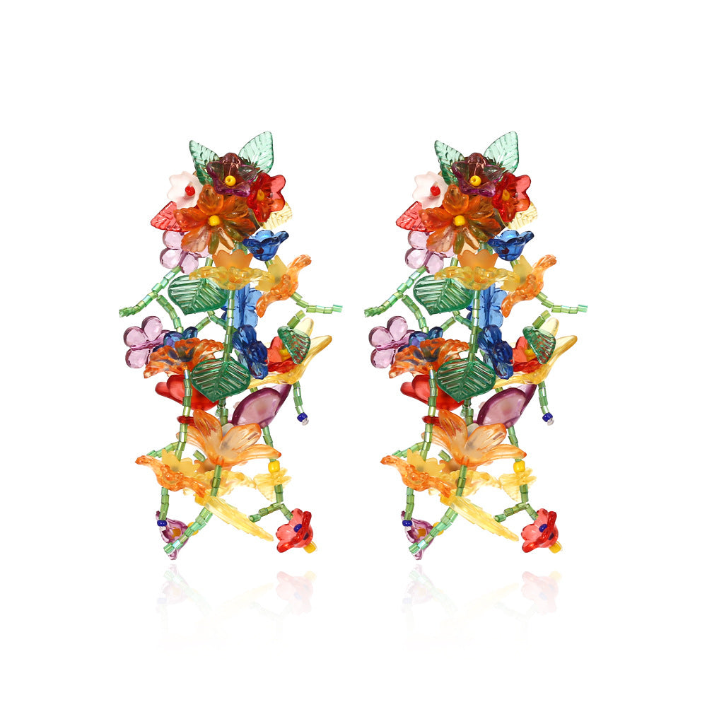 Hand Woven Floral Drop Earrings Polymer S5P170